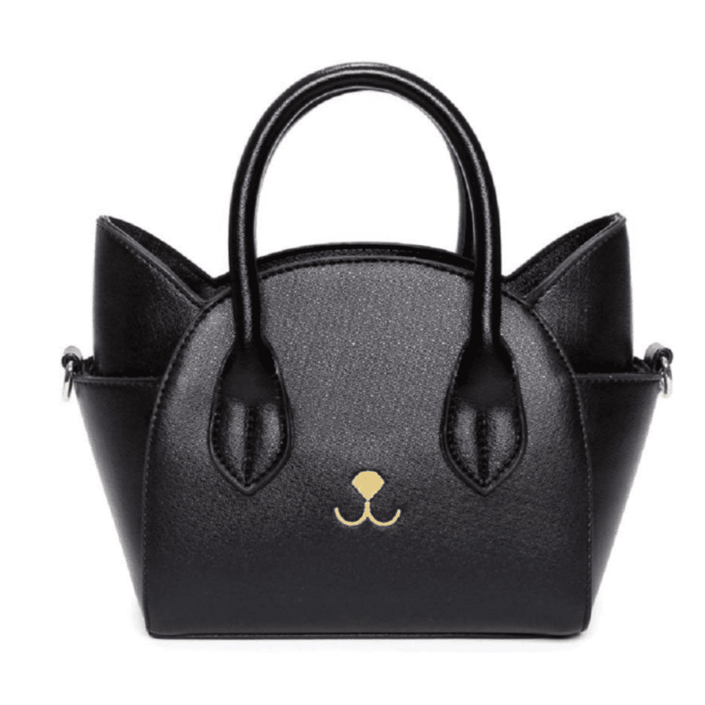 QZUnique Cat Purse for Women Cute Top Handle Shoulder Bag for Teens Girls Pu Leather Gothic Handbag Crossbody Bag