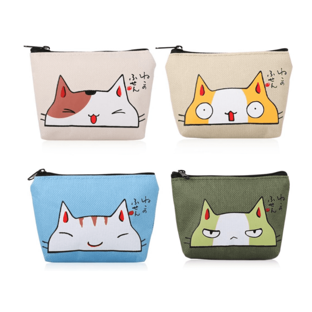 iSuperb Pack of 4 Canvas Coin Purse Change Cash Bag Zipper Small Purse Wallets