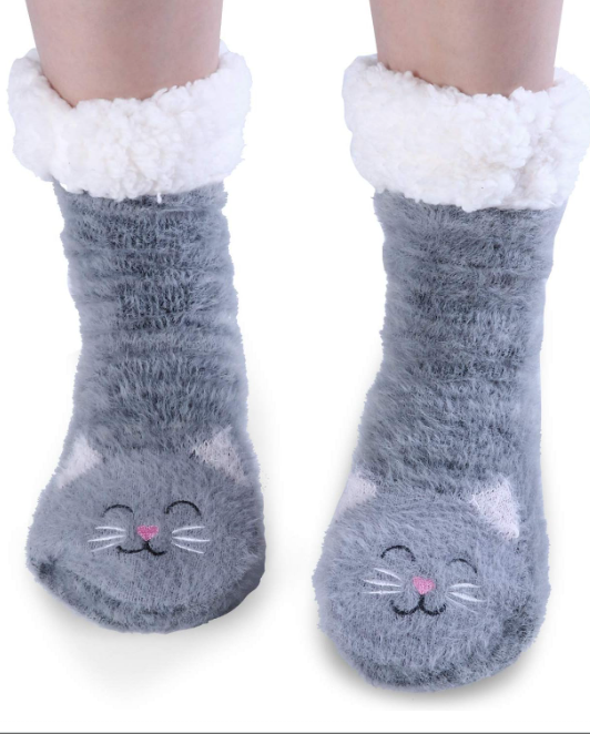 Jeasona Women’s Fuzzy Slipper Socks With Grippers Cozy Warm Cute Animal Gifts