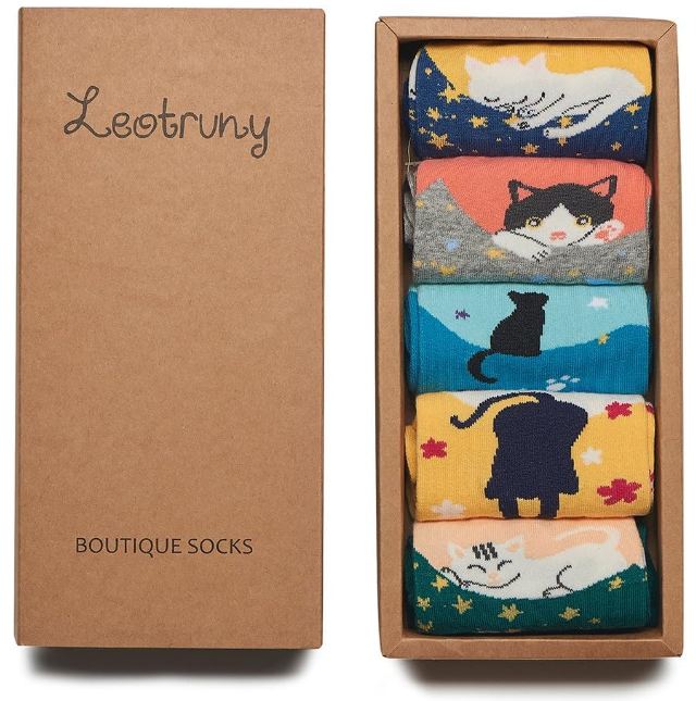 Leotruny Cute Socks Women Cat: Animal Novelty Socks for Women Girls - Ladies Funny Socks with Gift Box