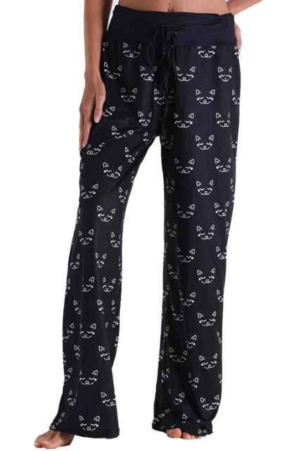 X-Image Women's Comfy Pajamas Drawstring Stretch Floral Print Long Wide Leg Lounge Pants