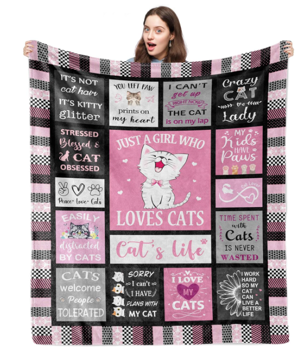 Cat Blanket, Funny Cat Gifts for Cat Lovers, Cat Memorial Gifts, Cat Lover Gifts for Women/Girls, Gift for Cat Lovers, Cat Mom Gifts, Cat Decor, Cat Themed Gift, Cat Lady Gift Throw 50"x60"