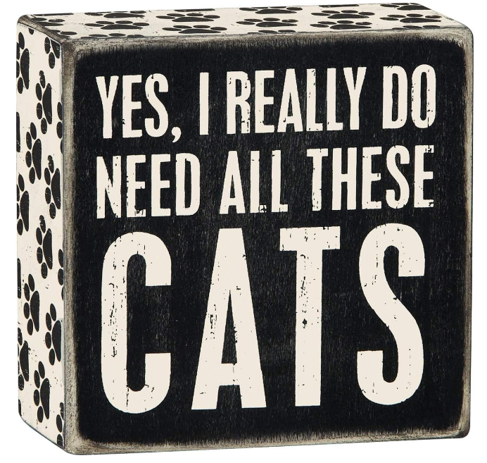 Primitives by Kathy Word Box Sign, 4" Square, Yes, Cats