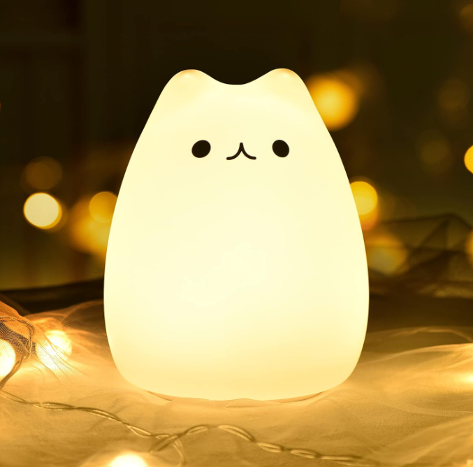 GoLine Cat Lamp, Cute Kitty Night Light, Gifts for Women Teen Girls Baby, Night Lights for Kids Bedroom, Cute Christmas Kitty Silicone Nightlights for Children Toddler.