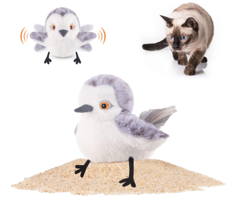 Potaroma Cat Toys Flapping Bird (No Flying), Lifelike Sandpiper Chirp Tweet, Rechargeable Touch Activated Kitten Toy Interactive Cat Exercise Toys for All Breeds Cat Kicker Catnip Toys 4.0"