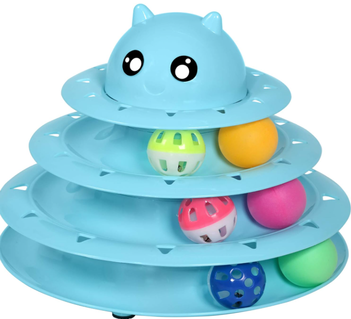 UPSKY Cat Toy Roller 3-Level Turntable Cat Toys Balls with Six Colorful Balls Interactive Kitten Fun Mental Physical Exercise Puzzle Kitten Toys