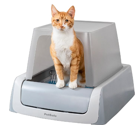 PetSafe Scoop Crystal Pro Front-Entry Automatic Litter Box Self Cleaning (27.6x19.1x16), Cat Litter Box Self Cleaning Automatic, Comes with 1 Disposable Litter Tray (Grey)