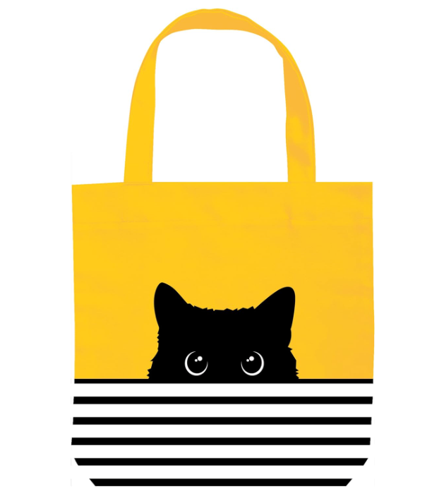 Lovely Cat Gifts for Cat Lovers - Cat Tote Bag - Cat Lover Gifts for Women - Mothers Day Cat Mom Gifts - Cat Themed Gifts - Reusable Canvas Tote Bag - Birthday Bags for Cat Lady Gifts (Yellow Cat)