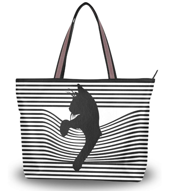 Tote Bag for Women with Zipper and Pockets,Polyester Tote Bag Pattern Tote Purse Women Handbag