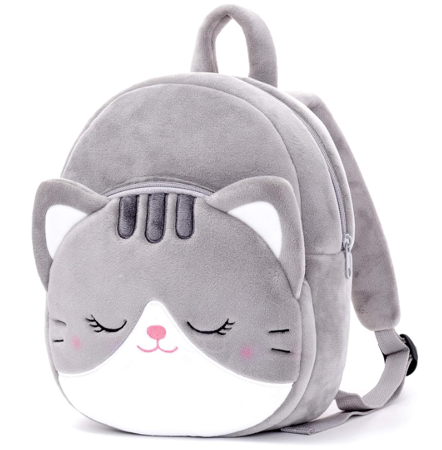 Lazada Toddler Backpack Cat Animal Kids Backpacks for Girls Kitty Plush Bag Gray Age 3+