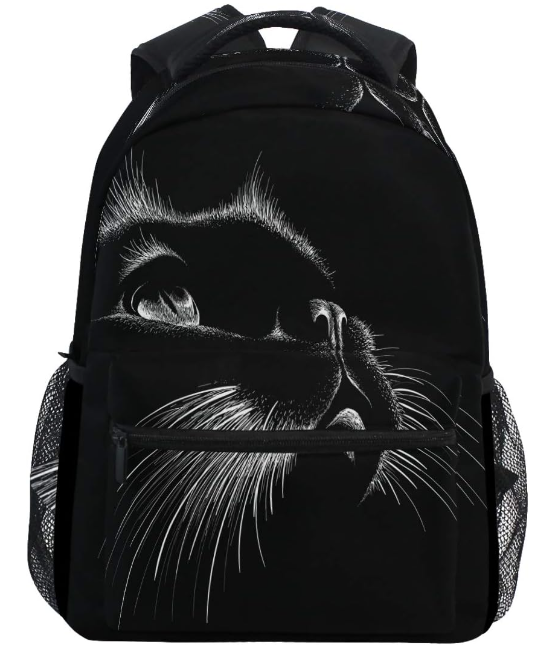 Cute Print Style Cat Black Art Kitten Animal Backpacks Bookbags Daypack Travel School College Bag for Women Girls Men Boys