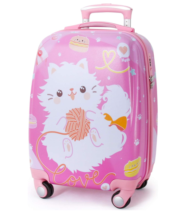 Kids Carry On Luggage Children Rolling Suitcase with 4 Wheels Hardshell Case for Toddler to Travel (w-cat)