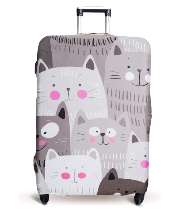 Luggage Cover Suitcase Protector Fits 19-33 Inch TSA Approved Travel Suitcase Cover Washable Dustproof Anti-Scratch (L (26-30 inch), Cute Cat)