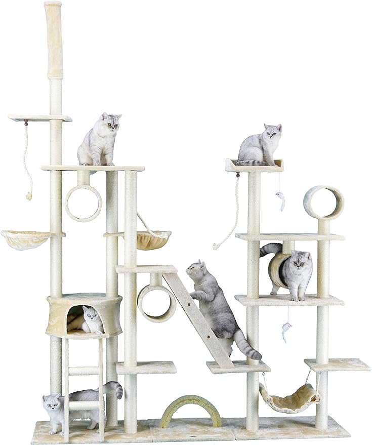 Go Pet Club Cat Tree Condo Furniture, 108-Inch, Beige