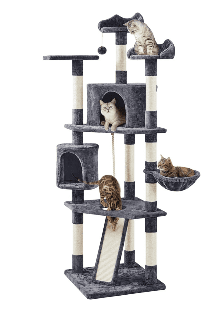 Yaheetech Multi-Level Cat Trees Cat Towers 79in Cat Tree for Indoor Cats with Sisal-Covered Scratching Posts, Plush Perches and Stable Condo for Kittens, Cats and Pets, Dark Gray