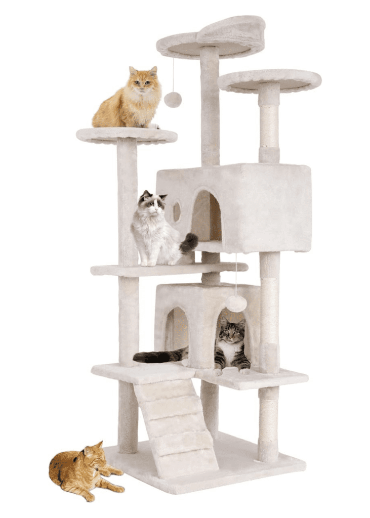 BestPet 54in Multi-Level Cat Tree Tower Furniture Activity Center with Scratching Posts, Toys and Condo for Indoor Kittens, Beige