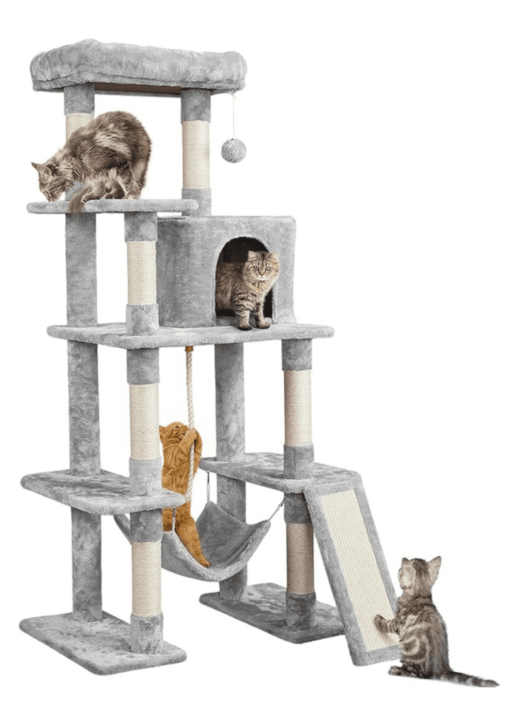 Yaheetech Cat Tree, Multi-Level Cat Tower for Indoor Cats, 63in, Condo Furniture with Scratching Posts, Large Top Perch, Hammock, Tall Cat Climbing Stand for Cat Play