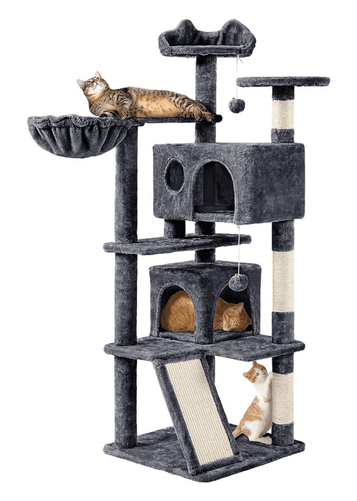 Topeakmart 57 inches Multi-Level Cat Tree Cat Condo with Scratching Posts Kittens Activity Tower Pet Play House Furniture