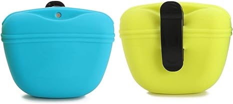 Silicone Dog Treat Pouch-Small Training Bag-Portable Dog Treat Bag for Leash with Magnetic Closure and Waist Clip - 2pieces [US Design Patent]