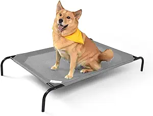 COOLAROO The Original Cooling Elevated Dog Bed, Indoor and Outdoor, Large, Grey