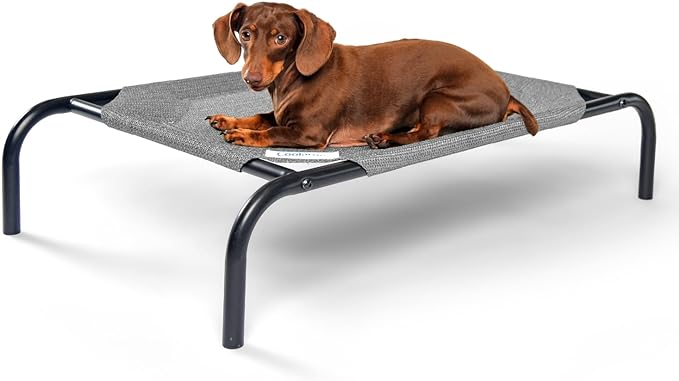 COOLAROO The Original Cooling Elevated Dog Bed, Indoor and Outdoor, Small, Grey
COOLING DOG BED – Coolaroo’s signature breathable fabric promotes air circulation on all sides of the bed, keeping your dog cool and comfortable all year long
RELIEVES JOINT PRESSURE POINTS - Raised dog bed design helps to eliminate hot spots and fabric flexibility creates low-impact areas to relieve joint pressure points
EASY TO CLEAN - washable pet bed with removable cover makes it easy to clean, simply hose off with water or wash with a damp towel - use mild cleanser for deep cleaning
ECO-FRIENDLY - Fabric is 100% Recyclable GREENGUARD certified fabric: free of harmful lead and phthalate chemicals
PORTABLE & LIGHTWEIGHT - Travel dog mat is ideal for the home and abroad. Suitable for both indoor and outdoor use
GREENGAURD certified