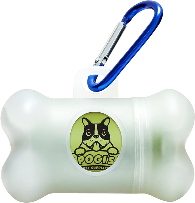 Pogi's Dog Poop Bag Dispenser with Metal Carabiner Clip - Includes 15 Pogi's Poop Bags for Dogs