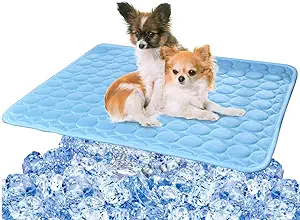 VeMee Cooling Mat Pad for Dogs Cats Ice Silk Mat Cooling Blanket Cushion for Kennel/Sofa/Bed/Floor/Car Seats Cooling (Dog Cooling mat-Blue)