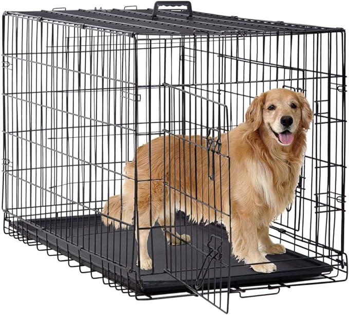 👍👍【SECURE HOME】Rounded corners for your pet's protection. The pet cage have two large doors, one on the front and one on the side, are easy to open, close. Each door also has 2 heavy-duty slide-bolt latches to securely lock it in place to keep your pet safe inside.Dog cage dog crate dog kennel dog kennels and crates for large dogs
🐕🐕【EASY TO SETUP】This dog crate is a must have for any dog lovers. The dog cage can be set up in seconds, with no tools required for assembly. When not in use, this metal dog crate folds flat for convenient storage, safekeeping.Dog cage dog crate dog kennel dog kennels and crates for large dogs
🎉🎉【EASY TO CLEAN】The dog cage Includes a durable leak-proof ABS composite tray that will not stain, warp, corrode or retain pet odors. The pet cage bottom pan features an integrated lip around the perimeter, to contain any mess from spilling outside the dog kennel.Dog cage dog crate dog kennel dog kennels and crates for large dogs
⛱️⛱️【FOLDABLE & PORTABLE】our dog cage collapsible design makes it ideal for travel and camping. Fold-and-carry construction dog crate with collapsible design that folds into a package less than 3" Thick. Features a removable carrying handle that can be mounted on any side of the crate as needed.Dog cage dog crate dog kennel dog kennels and crates for large dogs
🎁 🎁【After-Sale Service】If you have any problem with the dog crate or meet any question during the usage, please feel free to contact our customer service, we promise we will provide you the most professional technical support and the best solution.Dog cage dog crate dog kennel dog kennels and crates for large dogs