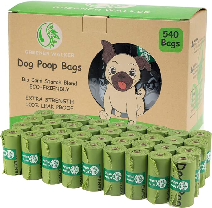 Greener Walker Poop Bags for Dog Waste-540 Bags,Extra Thick Strong 100% Leak Proof Dog Waste Bags