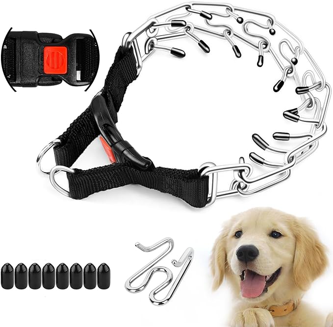 Supet Prong Collar for Dogs Training Collar, Adjustable Pinch Collar with Quick Release Buckle for Small Medium Large Dogs