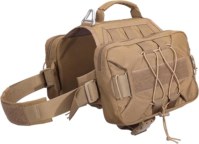 EXCELLENT ELITE SPANKER Dog Pack Hound Dog Saddle Bag Backpack with 2 Capacious Side Pockets & Tactical Bungee Dog Leash