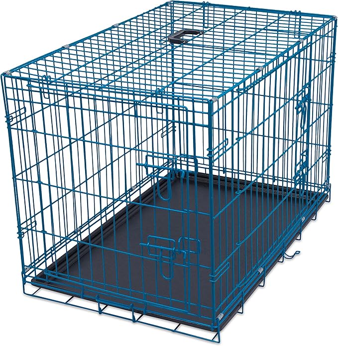 SECURE DOUBLE DOOR DESIGN: Internet's Best Wire Dog Crate features front and side doors with two-side bolt latches for secure closure, creating a safe and den-like space your small dog, cat, or puppy will adore, providing comfort and security at home.
LEAK-PROOF PLASTIC PAN: Each Internet's Best crate includes a removable leak-proof plastic pan for easy cleaning. This design prevents mess and odors, ensuring a hygienic environment for your pet, making maintenance hassle-free and convenient.
IDEAL FOR MEDIUM DOGS: Designed for medium dog breeds, the Internet's Best crate measures 22.5” Width x 36” Depth x 24” Height. This provides ample space while ensuring a secure fit, creating a cozy and comfortable home environment for your pet.
COLLAPSIBLE AND PORTABLE: The Internet's Best crate collapses and folds down easily, making it perfect for home use and travel. Its space-saving design and detachable carrying handle ensure easy transportation and convenient storage.
TRAVEL-FRIENDLY DESIGN: The Internet's Best crate is perfect for road trips and vacations, thanks to its collapsible design and detachable carrying handle. It ensures your pet's comfort and security on the go, making travel hassle-free.sitting height and add 4 inches (pup needs to be less than 20 inches tall)