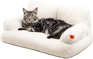 Cozy Pet Sofa: It is soft and fluffy enough. Provides year-round comfort in any type of weather or climate
Size: 26"x19"x13" Perfect for small to medium cats/dogs of any age. Maximum weight capacity is 25 lbs
Machine Washable: We know pets present some unique cleaning challenges. So our sofa easy to clean, removable and machine washable. Unzip the zipper and remove the inner filling
Anti-Slip Bottom: The cat sofa has a non-slip bottom design, helps keep the sofa in place on smooth surfaces
Assemble Tips: Our pet bed arrives as a vacuum packed bed in a box, please pat to make the pet sofa completely fluffy before use, and wait for 48 hours after it, it will return to shape after shaking