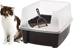 MADE IN USA with global materials - The IRIS USA open top kitty litter tray offers a functional and comfortable solution to your cat's bathroom needs. With the open air kitty litter pan, getting in and out of the tray has never been easier for your cat and the tall walls keep any litter or spraying inside the tray.
PRIVATE - This open air cat litter tray offers privacy for your cat with tall walls that form the scatter shield, offering the privacy of a hooded cat litter box with the easy access and cleaning of an open air kitty litter pan.
OPEN TOP - The open top makes it easy for you to monitor your cat's habits and health and stay on top of when it's time to clean.
TIDY - The cat litter pan is designed with tall walls to keep litter scattering and spraying outside the box to a minimum, meaning less clean up for you and less waste of your litter or pellets.
GREAT SIZE - Dimensions: 19"L x 15"W x 11.75"H. Open top IRIS Cat Litter Box is designed to offer cats plenty of room and quick accessibility