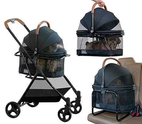 Pet Gear 3-in-1 Travel System, View 360 Stroller Converts to Carrier and Booster Seat with Easy Click N Go Technology, for Small Dogs & Cats