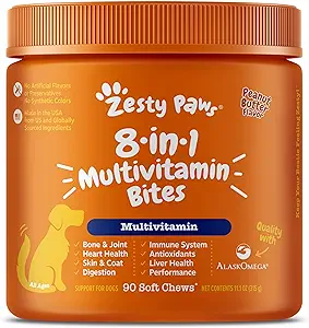 Zesty Paws Multivitamin Treats for Dogs - Glucosamine Chondroitin for Joint Support + Digestive Enzymes & Probiotics 