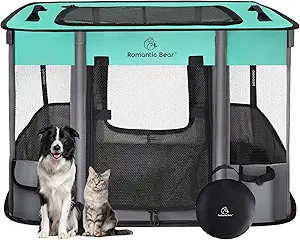 Dog Playpen,Pet Playpen,Foldable Dog Cat Playpens,Portable Exercise Kennel Tent Crate,Water-Resistant Breathable Shade Cover