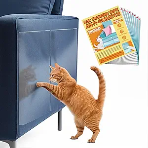 Furniture Protectors from Cats Scratching: The sticky touch of duct tape can be off-putting to cats, which reduces their scratching of furniture and creates good habits; Extend the use of the sofa
12 Pack Cat Furniture Protector with 2 Size: For your convenient use, we have designed 2 different sizes to meet the sticking needs of all kinds of furniture; You can stick it anywhere you want
Easy to Install: Just peel off the self-adhesive pad, stick it on any surface you want to protect, and even cut it to the size you need; No complex tools required
Peels off easily with no marks: Made of high quality adhesive, no leave any residue or marks after tearing off; Note: Not recommended for artificial leather, leather sofas, velvet sofas
Transparent & Safe：Our Cat Furniture Protectors are crafted from clear vinyl that is safe for both cats and people! 100% clear and undetectable, seamlessly blending in with your upholstery