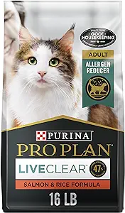 Purina Pro Plan Allergen Reducing, High Protein Cat Food, LIVECLEAR Salmon and Rice Formula - 16 lb. Bag