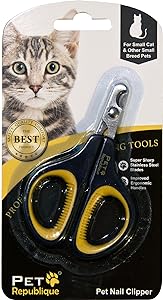 TOP QUALITY - 10 Years Warranty! Our thick stainless steel blades is strong and sharp to last for years. These nail clippers are quality controlled during the process of manufacturing. Parts will not loose or fall apart, making this a top quality professional cat nail clippers on the market.
PROFESSIONAL CAT NAIL CLIPPERS - One of the best cat nail clippers / professional small animal nail clippers on the market. These nail clippers are designed for small breeds: kittens, cats, rabbits, puppy, chinchilla, guinea pig, and more.
COMFORT & EASY - Offers larger and softer grip area compare to similar products on the market for better stability. Handle size is good for both women and men; stress-free experience.
TIPS - Apply baby oil to make the quick of the pet's nail visible. If pet's nails are very long, cut off a small amount and wait a week before cutting again. Clear instructions are printed at the back of the nail clippers package.
HELP SAVE OTHER ANIMALS - When you buy any product from the Pet Republique (Seller), we will donate a portion of the profits to local shelters, where rescued abandoned dogs and cats are homed and loved.