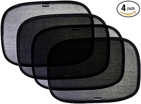 Enovoe Car Window Shades for Baby (21"x14") - 4 Pack - Sun Shade Blocker, Cling Window Cover - Glare Shield and UV Rays Protection for Your Child - Side Window Screens for SUV- Mesh Car Window Shade