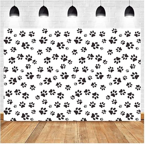 Cartoons Puppy Dog Paw Theme Photography Backdrops Kids Boys Birthday Party Banner Photo Background Newborn Baby Shower Candy Cake Table Decor Photobooth Props 5x3ft Vinyl