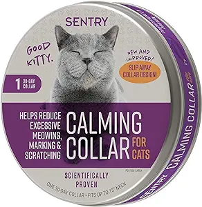 Reduce Fear of Loud Noises: Sentry calming collars for cats are scientifically proven to reduce the fear of loud noises, bad behaviors, and excessive meowing among cats
Reduce Stress: The Sentry calming cat collar reduces excessive meowing in cats and kittens
Eliminate Unwanted Behavior: Sentry cat calming collar helps stop inappropriate marking and unwanted scratching
Safe & Effective: This calming feline collar is safe and effective when used as directed, without long-term side effects
30 Day Release: Sentry calming collar for Cats and kittens releases pheromones for up to 30 days