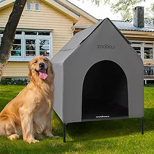 36" Large Dog House, Dog House for Large Dog Indoor or Outside, Weatherproof 600D PVC Dog House Outdoor, Featuring Breathable 2x1 Textilene Elevated Dog Bed, Easy Clean