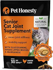 Pet Honesty Cat Hip & Joint Health Chews - Glucosamine for Cats, Cat Joint Support Supplement, Cat Health Supplies & Hip Support, Cat Vitamins for Indoor Cats & Outdoor Cats