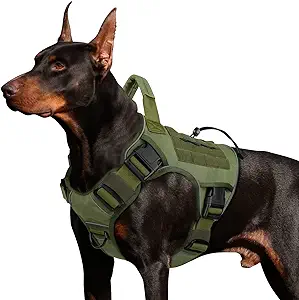 Size Instruction: Dog vest harnesses are available in S, M, L, and XL 4 sizes for your choice. Suitable for professional K9 training, hiking, and walking for German Shepherds, Labrador, Doberman, Retrievers, etc. Large neck girth:17"-27", chest girth:25"-40". Please choose the right size based on the size chart
Military-standard Materials: WINGOIN large dog harness is made of military nylon and adopts an upper and lower two-layer structure. The outer camouflage pattern is 1000D nylon with sturdy stitching for extra durability, and the inner layer is a mesh material with excellent breathable, comfortable fit and no harm to the dog.
Fast Wearing: The no pull dog harness for large dogs with a unique 4 quick-release buckles design, allowing you to put it on from the side of the dog’s neck instead of the head. This way of dressing can reduce the dog's resistance effectively, helping you to put it on or take it off quickly
Sturdy Handle and 2 D-rings : 2 stainless steel D-rings, allow you to control the puller with little effort and training your dog to walk beside you. Dog harness with handle sewn tough, large enough to grab the harness. Three perfect combinations of use, not only slow down the impact of the dog's running but also make it easier for the owner to control the pet's running and walking
Reflective Strip Design: The dog walking harness has a unique reflective strip design, which can alert pedestrians and vehicles when walking your dog in the evening, keeping your dog safe