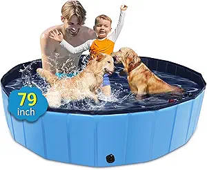 🐕【Space-saving】: The dog pool is collapsible design, it’s portable for people to carry and store. Our kiddy pool does not need to inflate, just need a few seconds to open. The kid pool is convenient for you to take to the beach or outdoor lawn, Get your kids and pets away from the hot summer heat and create unforgettable water play memories together.
🐕【Sturdy Durable dog pool】：The kids pool is made of 0.5mm thickened PVC material and built-in 6mm high-strength PP hard plastic board which is thicker than ordinary fiberboard, ensuring that the hard plastic pool is not prone to toppling over. The anti-skid bottom can prevent your pets from slipping when they jump around in the foldable pool.
🐕【Multi-Purpose】： the dog pools for large dogs is widely suitable for cats, dogs or other pets to enjoy paddling or playing in the water. It can be used as a kiddie pool, pet pool, dog bathtub, whelping box, puppy pool, ball pool, sandbox and so on. It's a great entertainment for your furry friends and kids in the hot summer.
🐕【Various choices】： Our foldable pet swimming pool offers a versatile range to suit various pet sizes and preferences. M-L: 32 x 8 inches, 39 x 12 inches, suitable for small dogs. XL-2XL: 47 x 12 inches, 55 x 12 inches, ideal for medium-sized dogs or 2 small dogs. 3XL-6XL: 63 x 12 inches, 71*14 inches, 79*14 inches, 87*14 inches, perfect for large dogs or accommodating 3 dogs, designed for large dogs and kids
🐕【Easy to Use 】：The plastic pool for dogs comes with a drain valve at the low position, which helps you drain water fast. Filling the pet pool with 80% water leave every time you use is the best choice, to ensure a longer service life. Note: 3x repair patches are included to cover the accidental damage, we recommend that you trim your dog's nails before using the pool.
🐕【100% Satisfied】: The best gift for pet in summer，your dog will love the excellent wading pool. We provide 24H customer service, please be free to contact us if you have any problem with this foldable bathtub. If you’re not in love with it for whatever reason, we’ll give you a full replacement or refund—no questions asked.