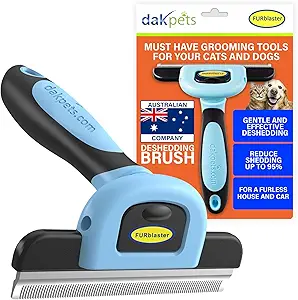 OVER A MILLION UNITS SOLD WORLDWIDE! Trusted by countless happy customers to keep their furry friends looking and feeling their best. DakPets cat and dog deshedding brush gently yet firmly removes trapped hair, reducing shedding by up to 95% in just 10 minutes. Our 4-inch cat and dog hair remover can be used on short and long-haired dogs and cats of any size, making it a convenient solution for all your pets.
MULTIPLE BENEFITS: Our dog and cat brush for shedding removes loose hairs and lightly thins the coat without causing discomfort. This improves the health and appearance of your pet's coat, relieves stress, stimulates blood circulation, and helps you to keep your home fur-free too!
ROBUST: DakPets cat and dog grooming brush features a strong, shatterproof handle and rust-resistant stainless steel blade. It also comes with a handy protective blade cover. This makes our dog hair brush and cat fur remover highly durable, so you can be sure it won't let you down when you need it.
USER-FRIENDLY: This easy-grip deshedding tool for dogs and cats has a versatile detachable design that allows you to remove the comb at just the press of a button. This allows for easy cleaning, and the detached pet fur remover comb can even be used on its own for hard-to-reach areas.
RECOMMENDED BY VETS: All DakPets’ deshedding brush for cats and dogs are approved by professional veterinarians and rigorously tested to ensure they meet the highest animal safety standards - meaning you can be sure of giving your pet the very best care with our cat and dog brushes for shedding.
