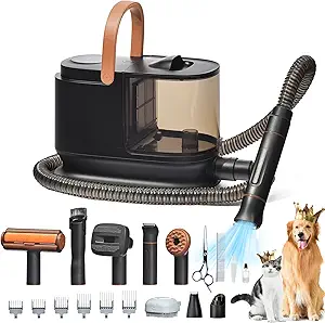 16 in 1 multi-functional pet grooming tools】 Not only removes loose hair, makes pet hair shiny and smooth, but also can be used in daily life, such as crumbs on the sofa, dust in the corners, sticky hair on clothes, etc.
【Strong Suction Power】Bunfly pet grooming kit easily cleans and collects hair on clothes, beds, sofas and corners, etc., with 13kPa suction power equivalent to a miniature vacuum cleaner, solves the crevice dust of beds/sofas/cars/keyboards .
【Low Noise Technology】Bunfly adopts the latest noise reduction technology, the noise is as low as 60db, effectively protecting pets' sensitive hearing. Novice pets can adapt slowly from the first gear.We suggest grooming your pet with our brush before trimming pet hair, treating your pet with little snacks to avoid making your pet nervous because of vacuuming noise, which conclusively makes the grooming experience even more enjoyable.
【Large-capacity dust cup】 Bunfly is equipped with a 3.5-liter dust cup, which has a larger capacity to reduce the cleaning frequency of the dust cup and improve trimming efficiency. Even if you have a long haired pet, you don't need to empty it frequently when grooming it. Simply open the hair collector with one finger to complete the non-contact cleaning of the hair collector. Clean, time-saving, and hygienic.
【After-Sales Service】 Bunfly Pet Grooming Kit and Vacuum comes with a 1-year guarantee. 7*24 hours customer service after purchase. If you have any questions, please feel free to contact us.
【NOTE】The thermal protection of our motors is 105 degrees Celsius when in use. Make sure the pet's hair is dry and pay attention to the heat dissipation of the machine to extend the life of the pet machine.