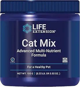 Life Extension Cat Mix – For Heart, Kidney & Pancreatic Function + Gut Health –with Vitamins & Essential Nutrients - Formula For Kitty - Gluten-Free, Non-GMO – Net Wt.100 Grams